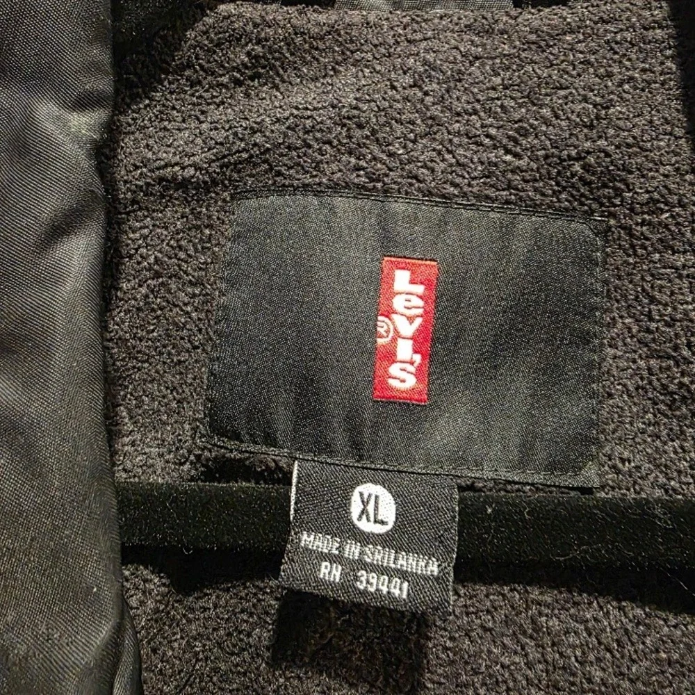 Levis Black Full Zip Quilted Lined Jacket Sz XL Windbreaker Harrington READ